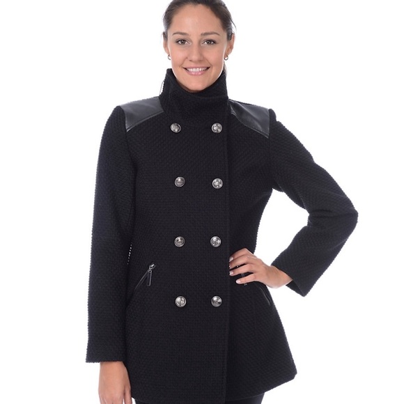 Apt. 9 Womens Boucle' Double Breasted Military Jacket Black Plus Size 1X - Picture 14 of 16